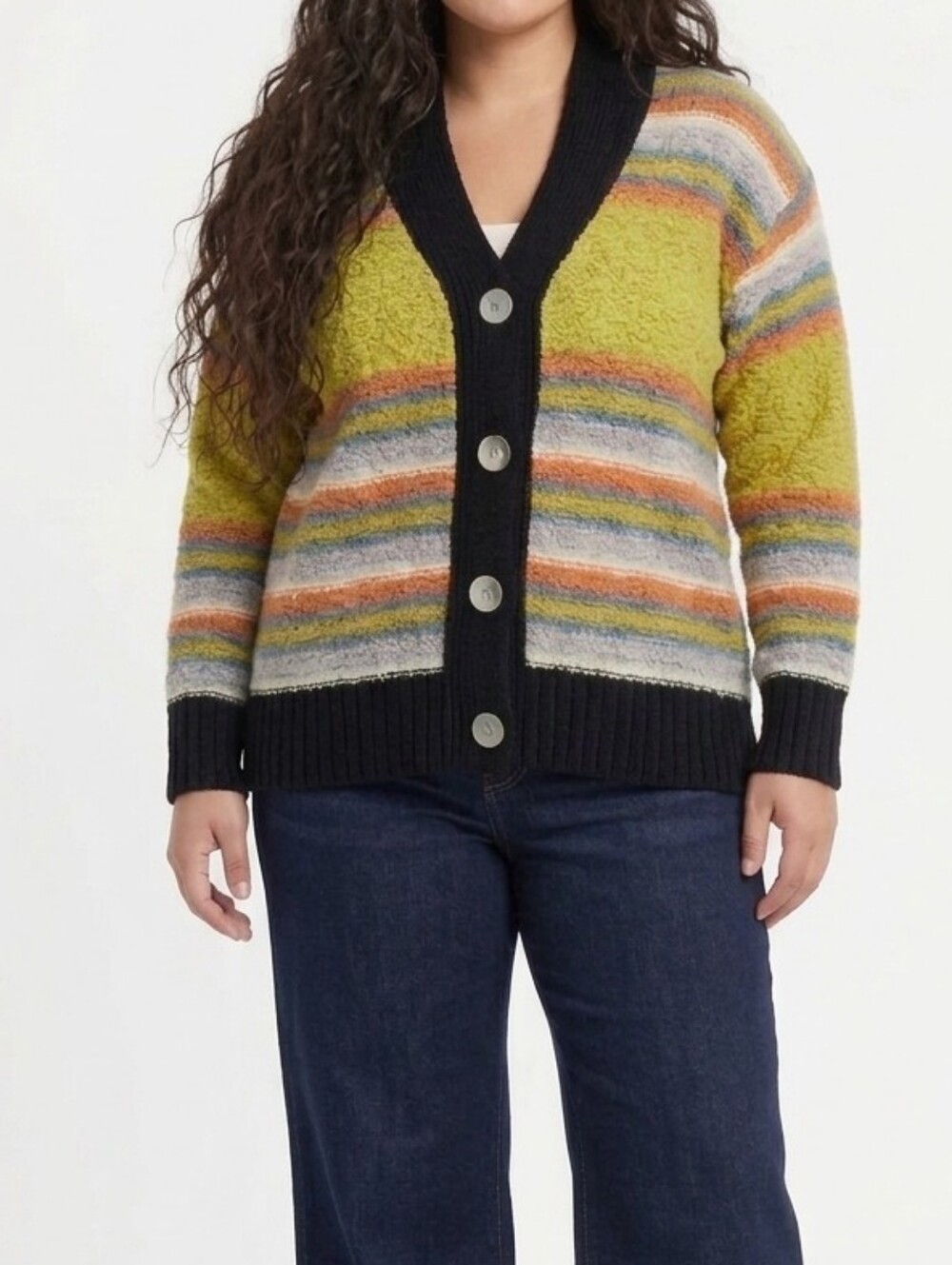 Cozy Striped Cardigan Button-up Sweater